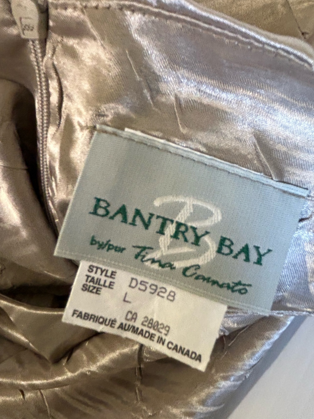 Bantry Bay Gold Metallic Textured Shift Dress Size L Fully Lined - Picture 6 of 6